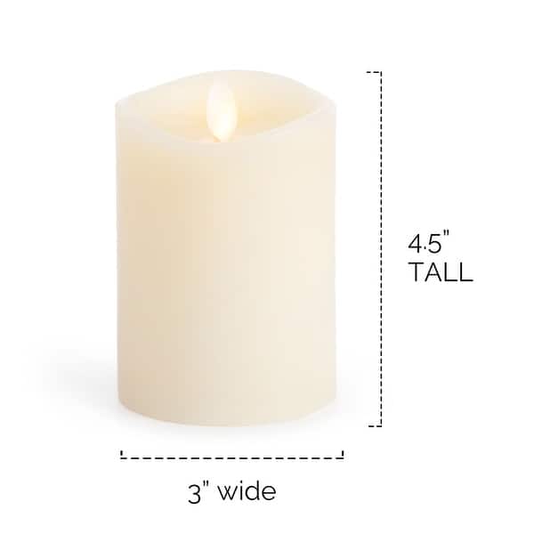 LUMINARA Ivory Flameless Candle Pillar Melted Top Unscented 3.0" x 4.5" Bed Bath